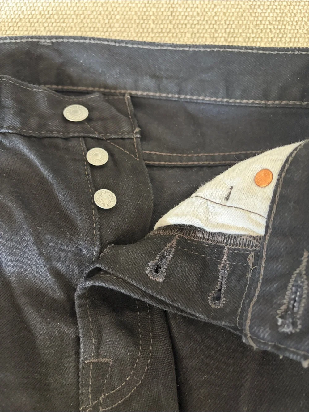 Levi's Black 501 Jeans with Tan Label